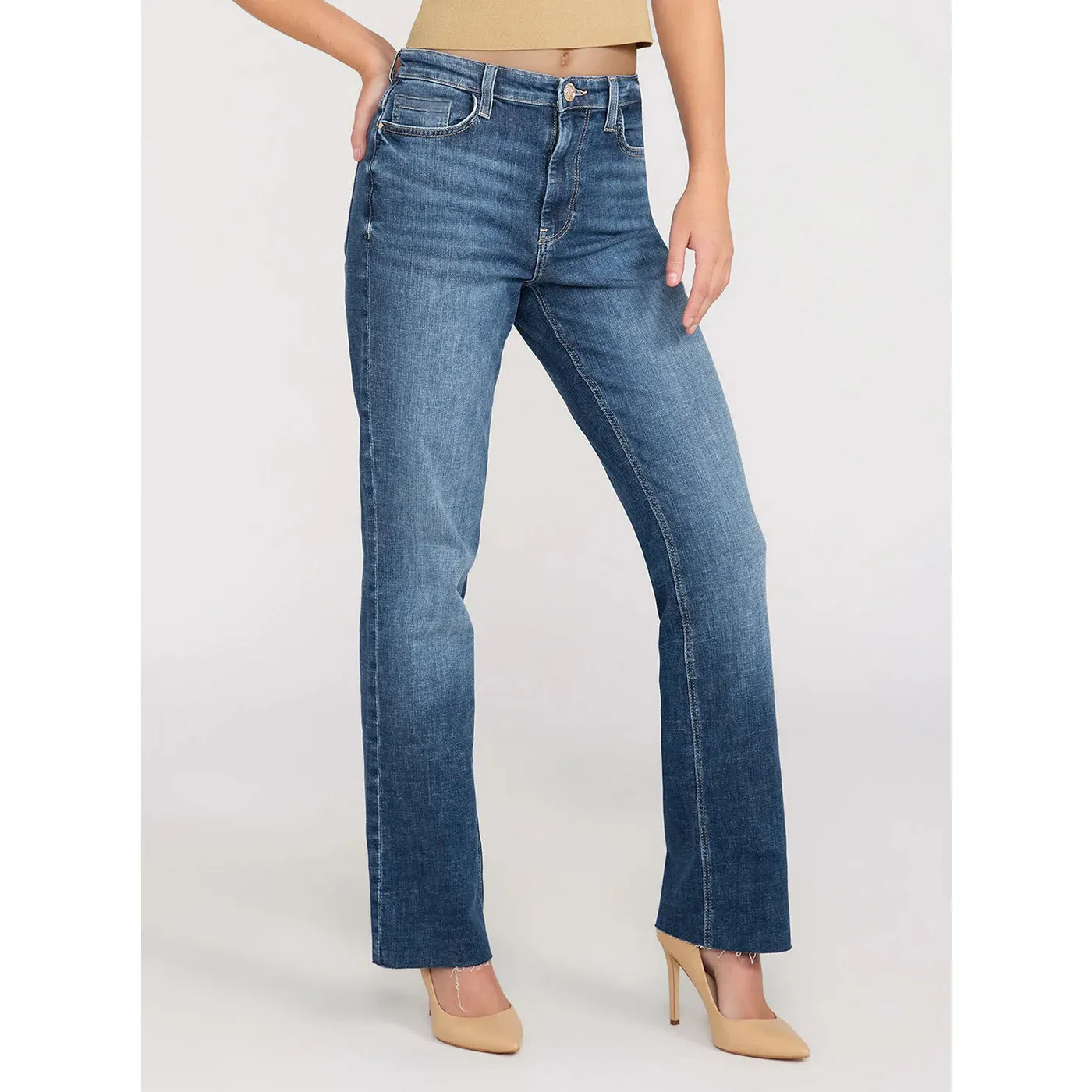 Mid Rise Straight Leg Jeans