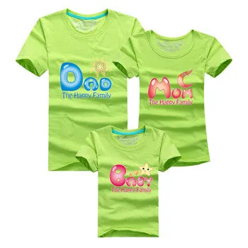 Ming Di Family Matching Outfits Brand 2017 Family T shirt Father Mother Daughter Son Cotton T shirts Summer Kids Clothes