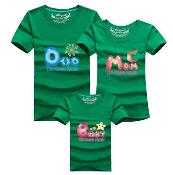 Ming Di Family Matching Outfits Brand 2017 Family T shirt Father Mother Daughter Son Cotton T shirts Summer Kids Clothes