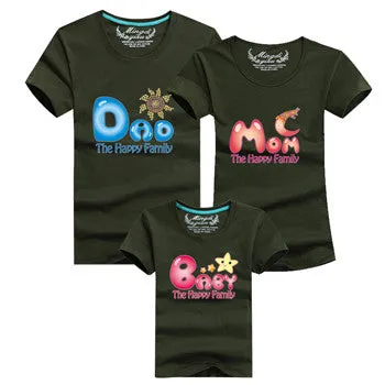 Ming Di Family Matching Outfits Brand 2017 Family T shirt Father Mother Daughter Son Cotton T shirts Summer Kids Clothes