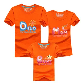 Ming Di Family Matching Outfits Brand 2017 Family T shirt Father Mother Daughter Son Cotton T shirts Summer Kids Clothes