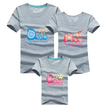 Ming Di Family Matching Outfits Brand 2017 Family T shirt Father Mother Daughter Son Cotton T shirts Summer Kids Clothes