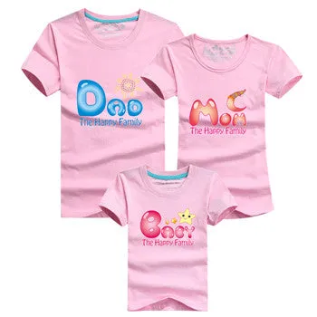 Ming Di Family Matching Outfits Brand 2017 Family T shirt Father Mother Daughter Son Cotton T shirts Summer Kids Clothes