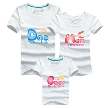 Ming Di Family Matching Outfits Brand 2017 Family T shirt Father Mother Daughter Son Cotton T shirts Summer Kids Clothes