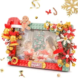 MOC Creative Christmas Fun Desk Mirror Bricks Santa Claus Gingerbread House Sets Building Block Decoration Toys Kids Boys Gifts