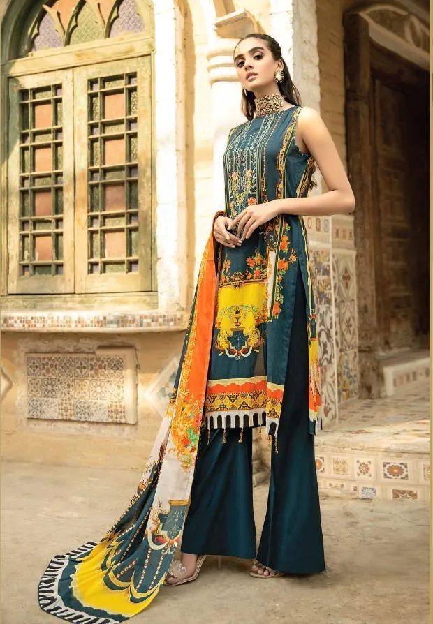 Pure Lawn Digital Style Printed Green Karachi Dress Material