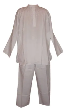 Quality Cotton Kurta Pant Suit Men & Women White 2XL