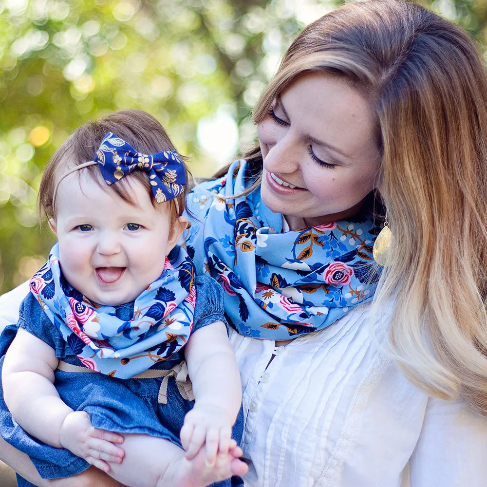 Sailor Bow Clip Or Headband / Birch Floral In Periwinkle