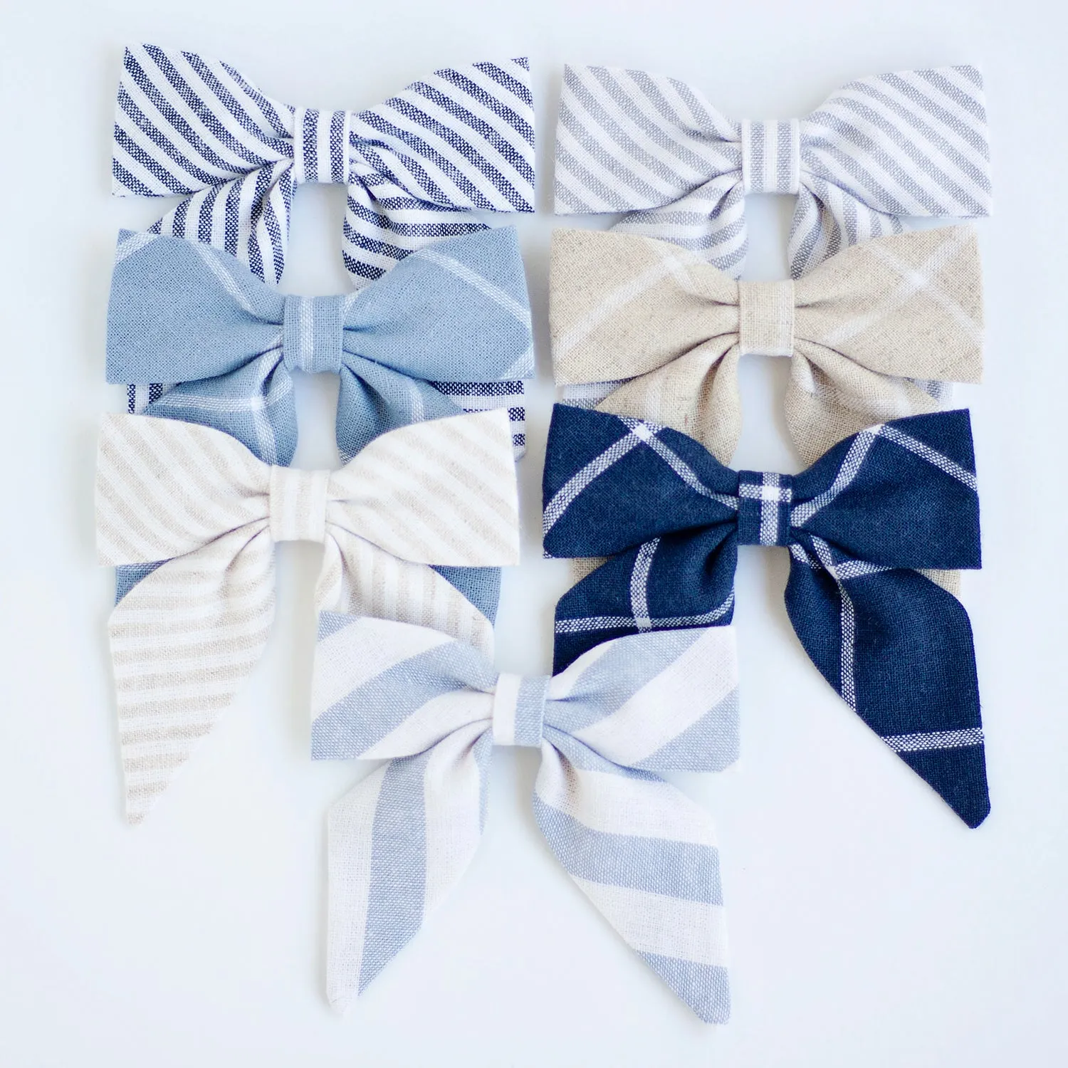 Sailor Bow Clip Or Headband / Navy Linen Stripe