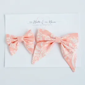 Sailor Bow Clip Or Headband / Peach Toile