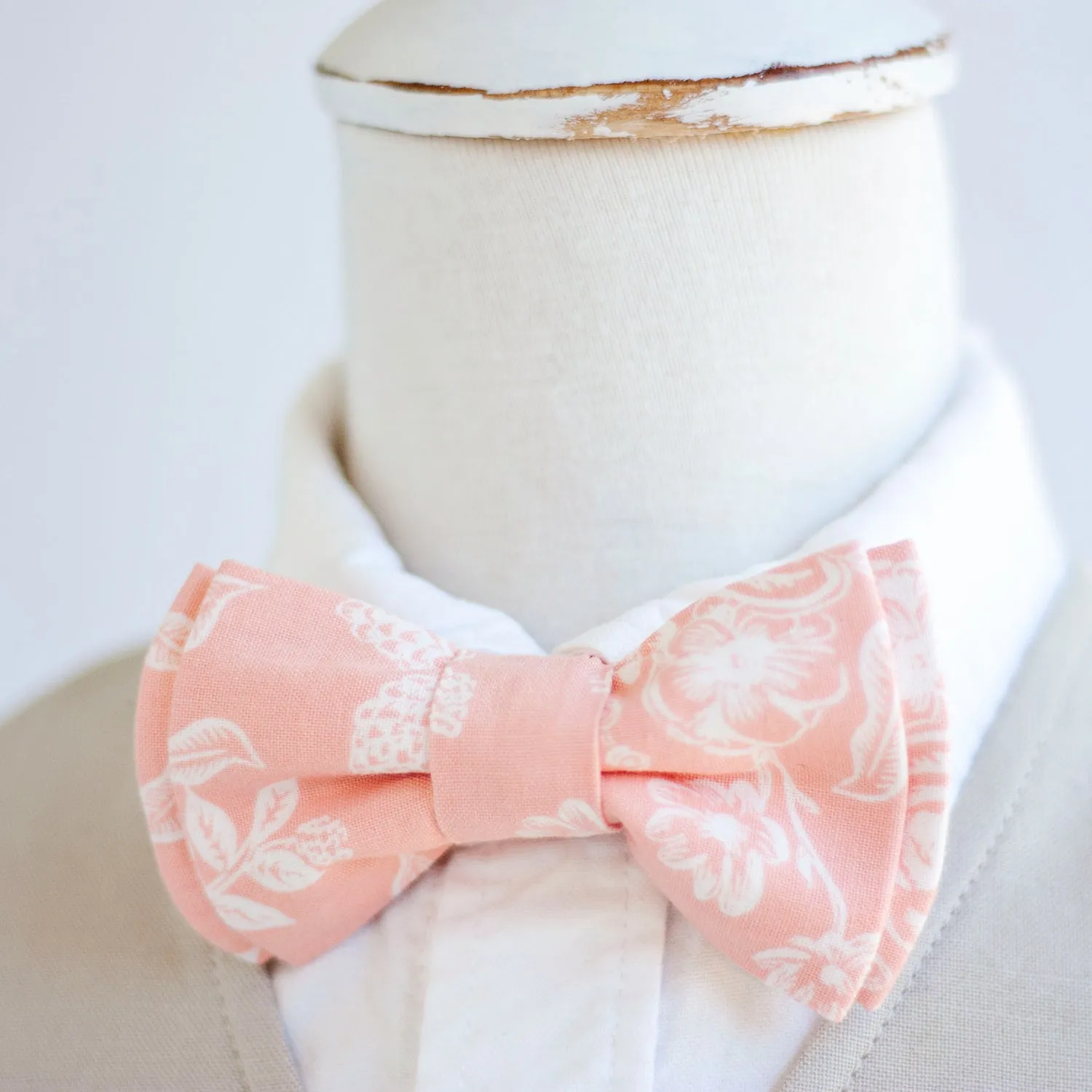 Sailor Bow Clip Or Headband / Peach Toile