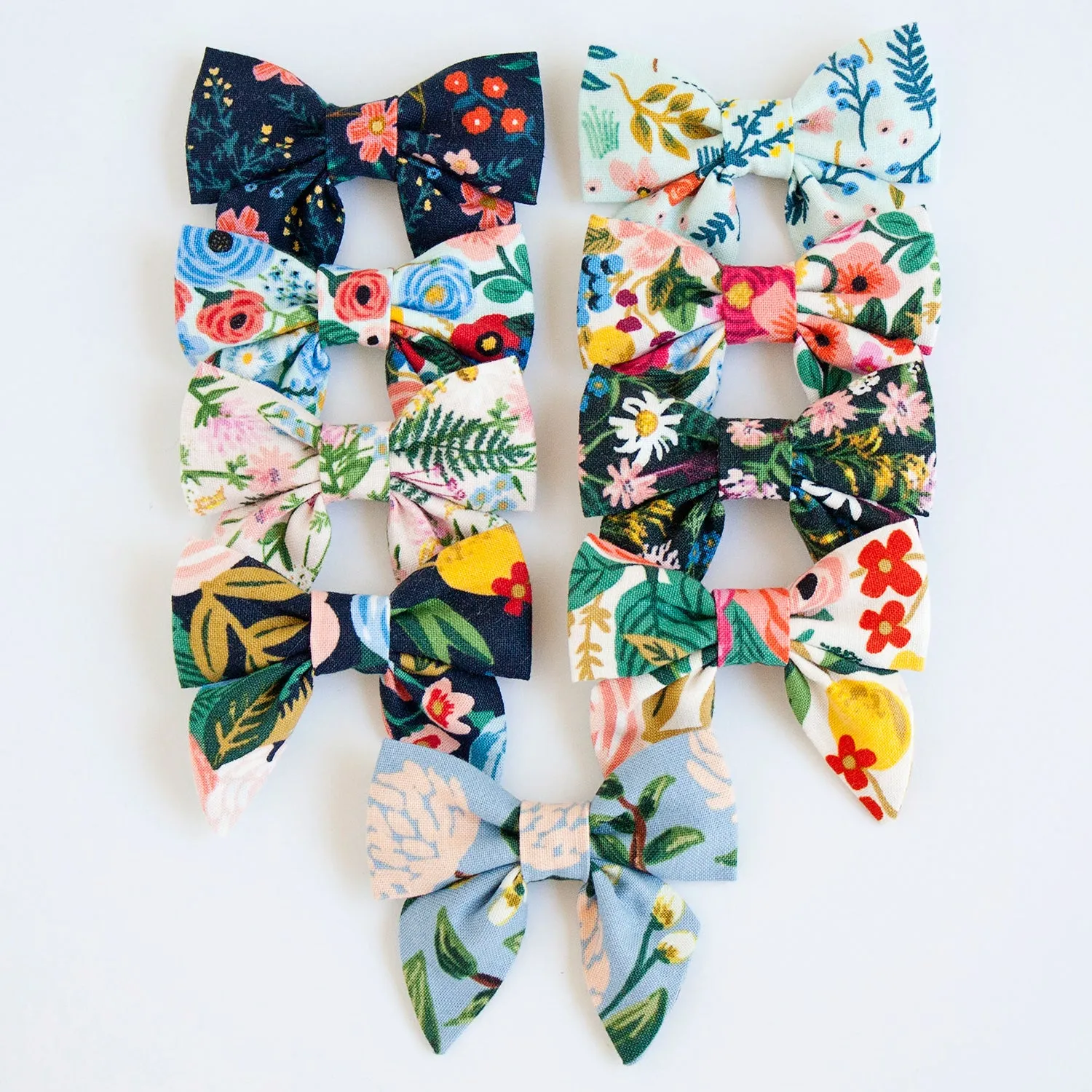 Sailor Bow Clip Or Headband / Peonies In Dusty Blue