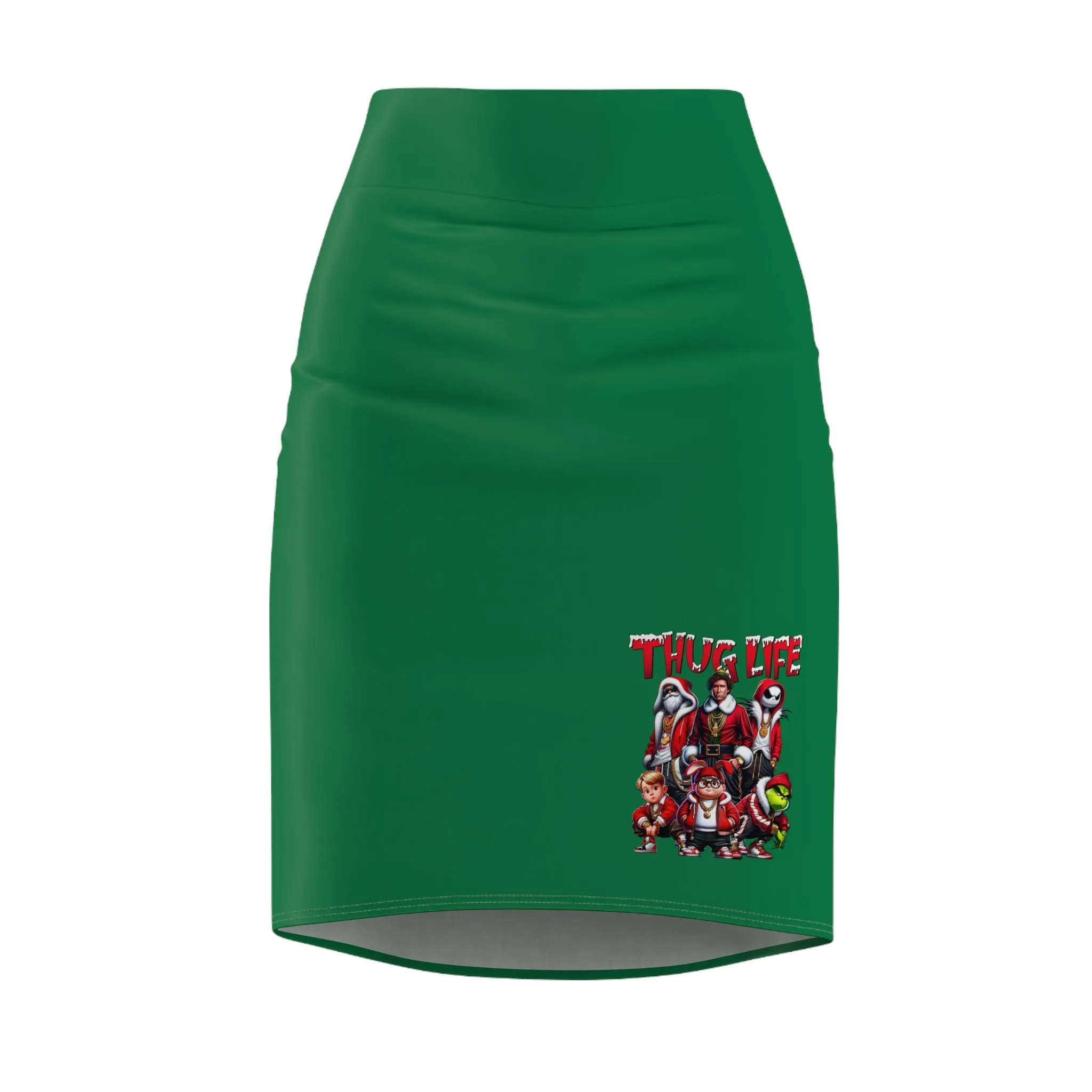 Thug Life Women's Pencil Skirt - Stylish Green Skirt for Bold Fashion Statements