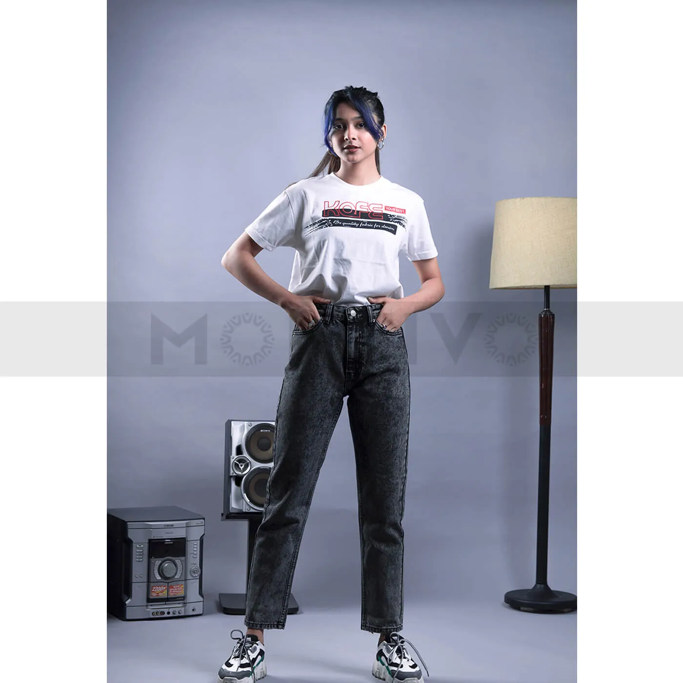 TW Charcoal High Waist Mom Jeans