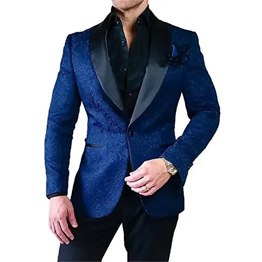 White Butterfly Jacquard Groom Tuxedos Embossed Three-dimensional Pattern Men's Blazer 2 Piece Suits Wedding Dress Prom Clothing Multi-color optional