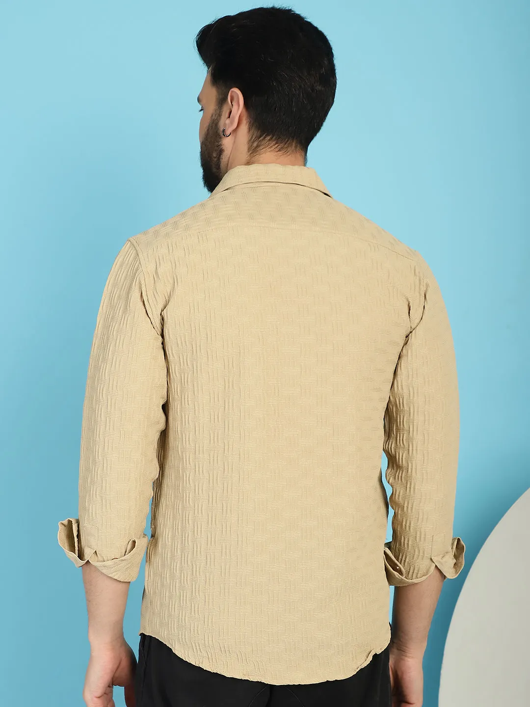 Woven Design Casual Shirt For Mens