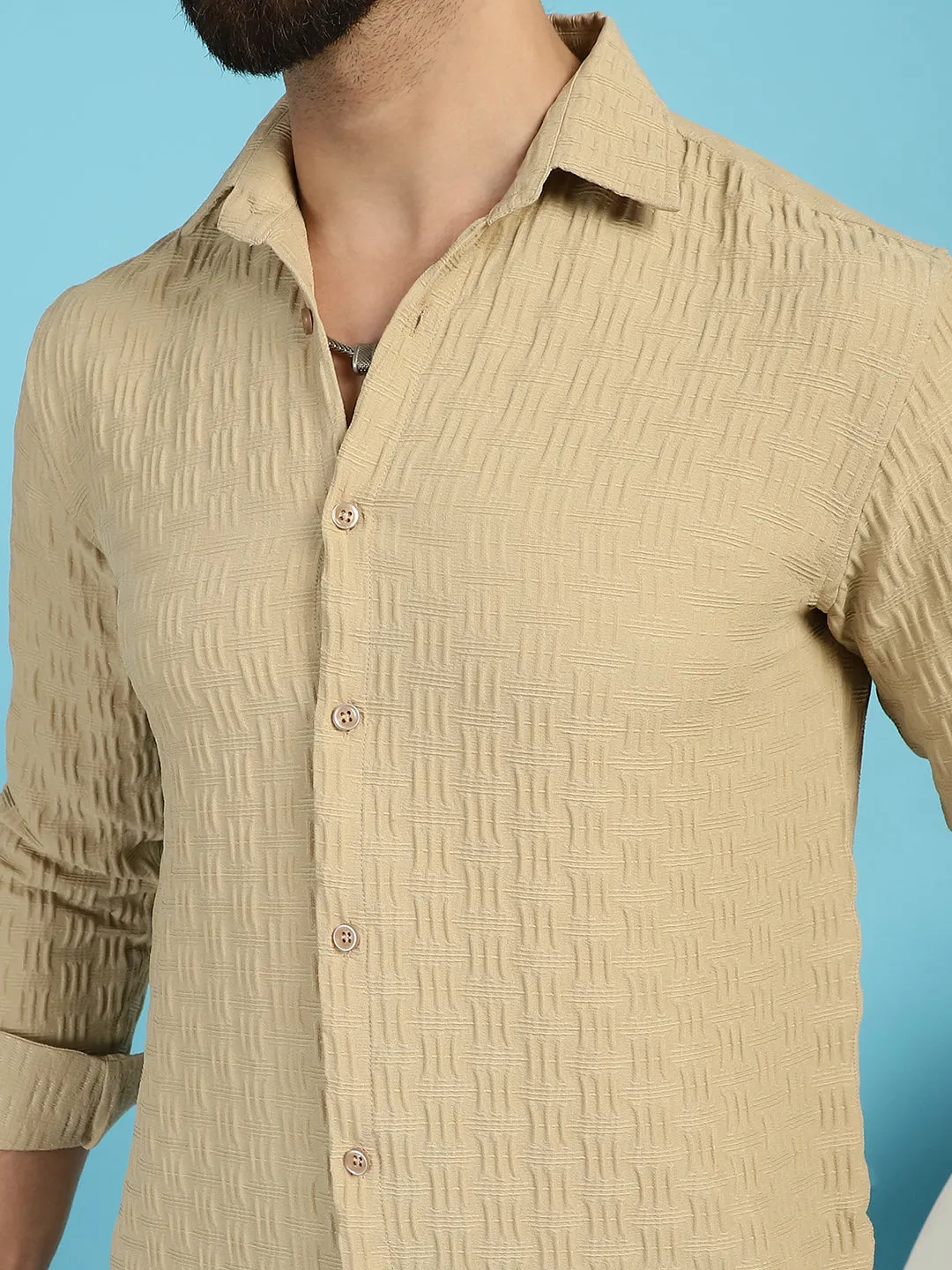 Woven Design Casual Shirt For Mens