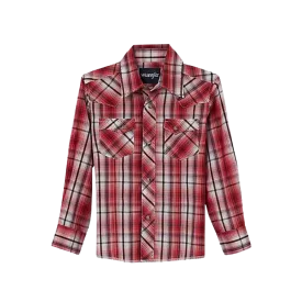 Wrangler Boy's Western Fashion  Snap Plaid Red Shirt