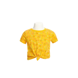 Wrangler Kid's Tie Front Short Sleeve Colorful Horseshoe Print Golden Yellow Shirt