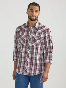 Wrangler Red/White/Gray Plaid Fashion Snap Western Shirt for Men